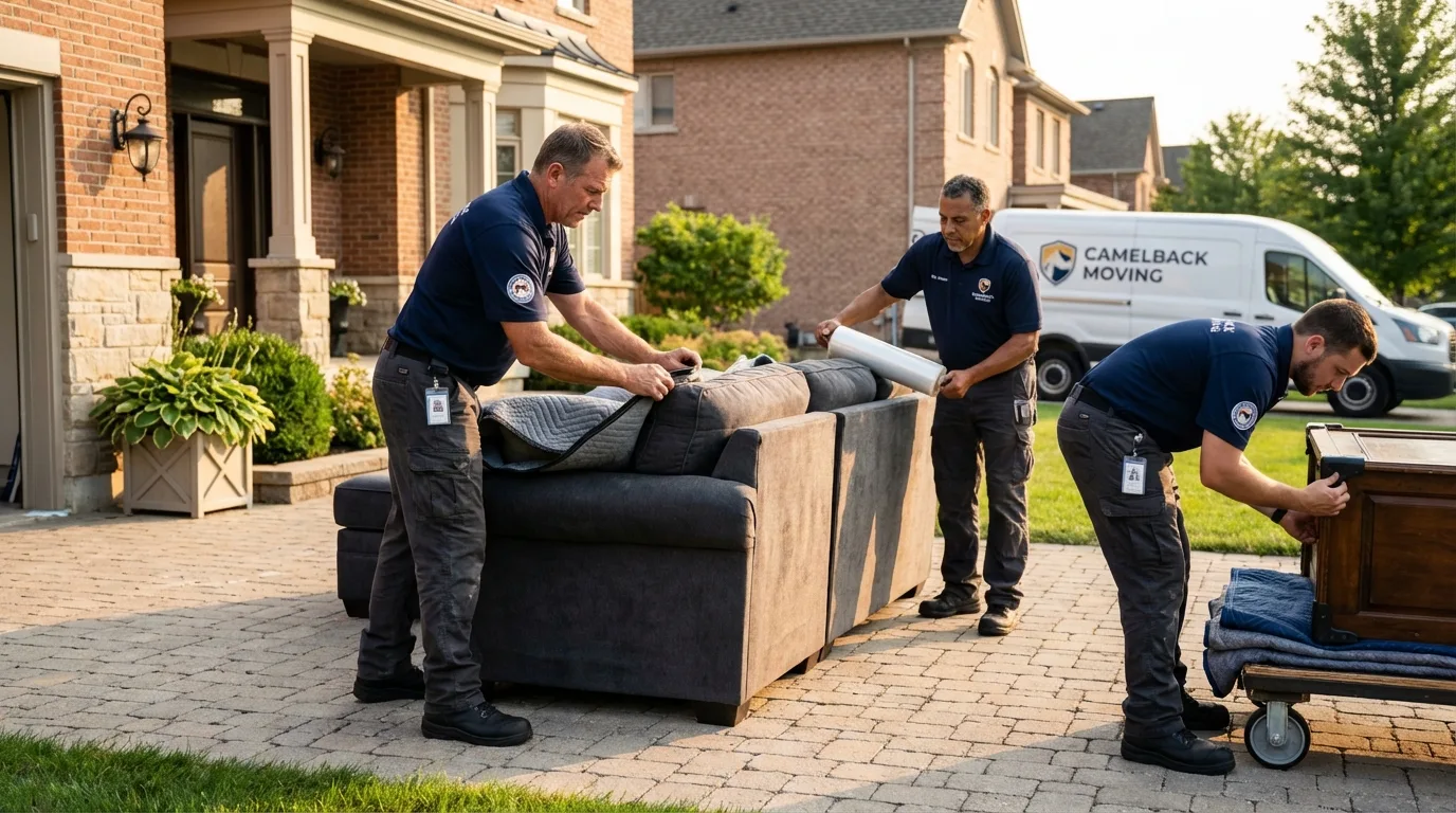 Large estate moving crew wrapping furniture in Rome, IL