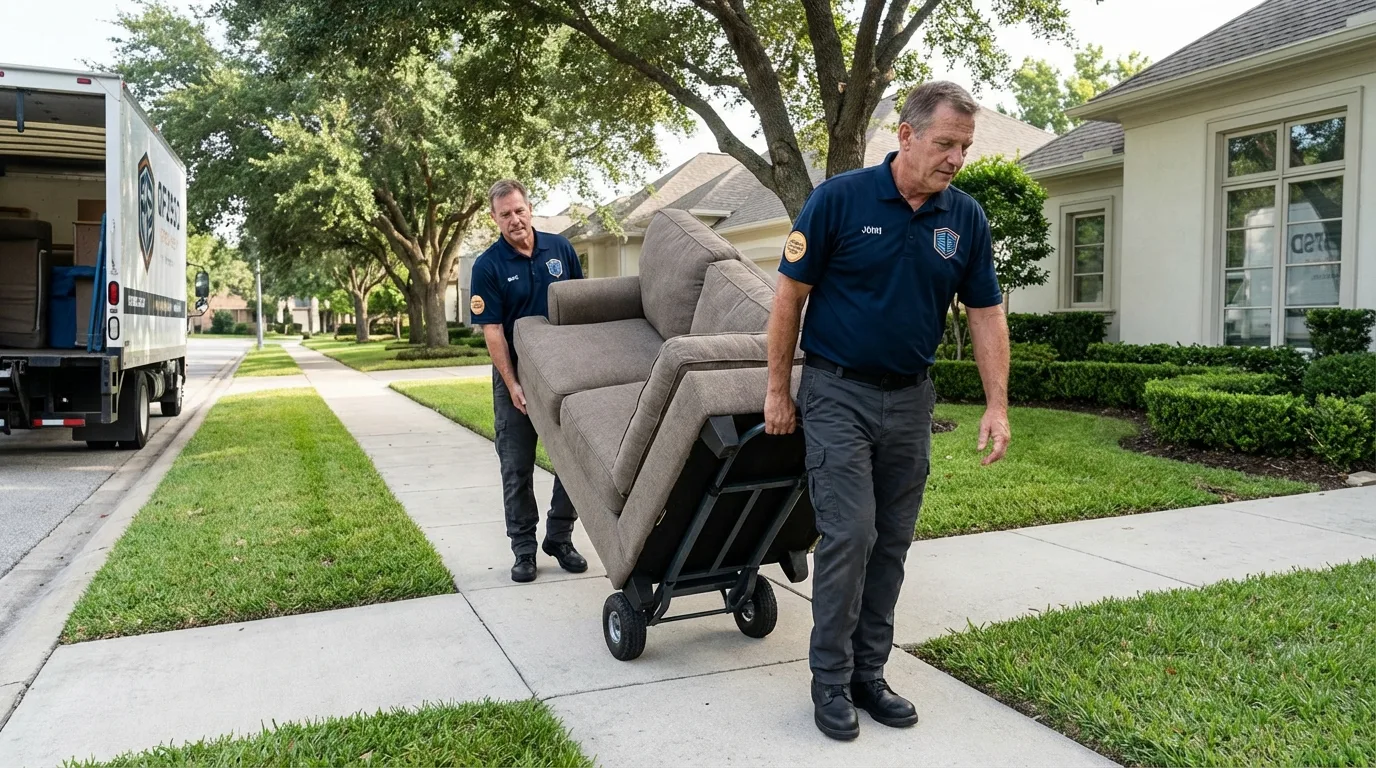Local residential moving crew loading furniture in Rome, IL